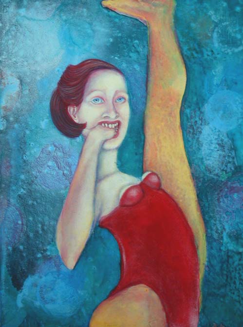 hand mouth leg lady
