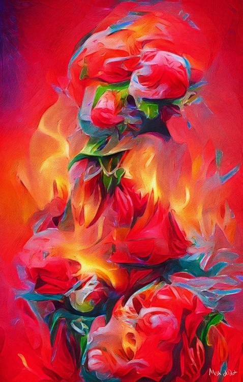 Flaming Red Roses