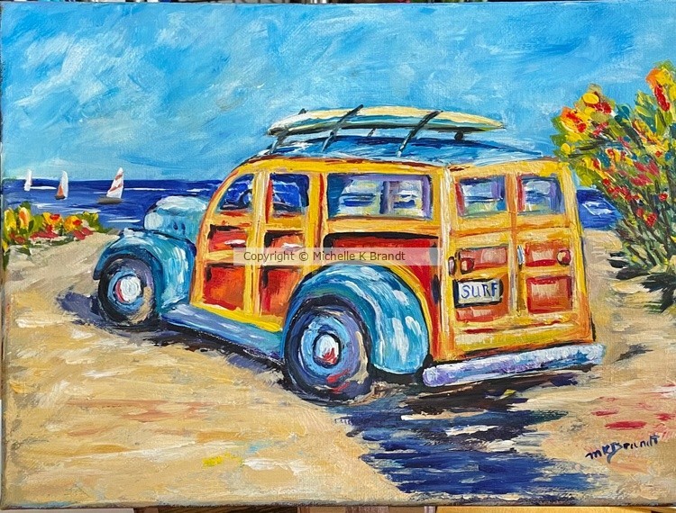 Woody Wagon and surfboard 33022