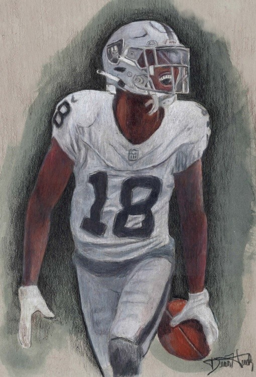 Nate Hobbs - INTENSITY IN MOTION - Colored pencil drawing by Dean Huck