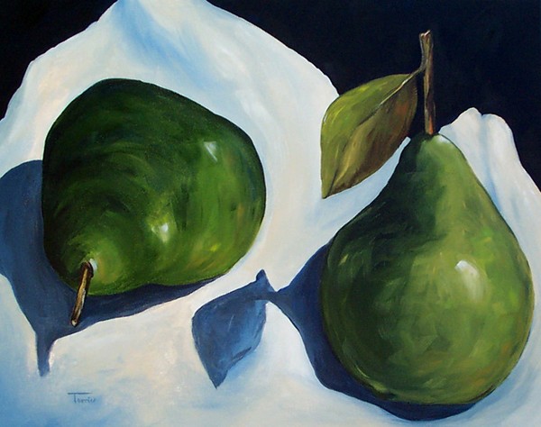 Green Pears on Linen