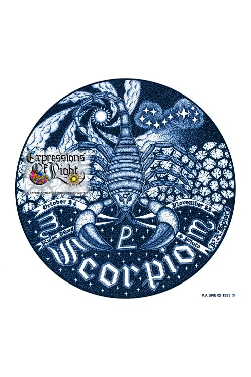 ExpoLight-Graphic-Arts-Zodiac-1993-0008-Scorpio (Pen-&-Ink-Blue-Sepia-SP)