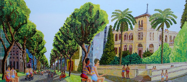 rotshild street tel aviv naive paintings raphael perez artist statement about his naif artworks 