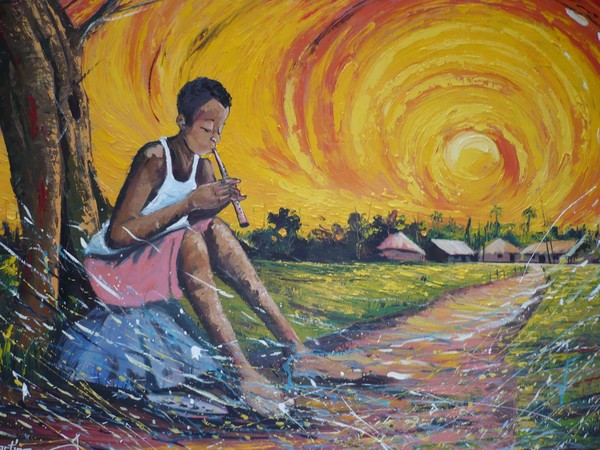 THE FLUTIST    OIL    70X100 cm