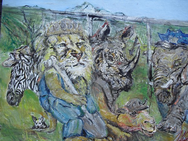 Safari Miners !8 X 24 oil o Canvas