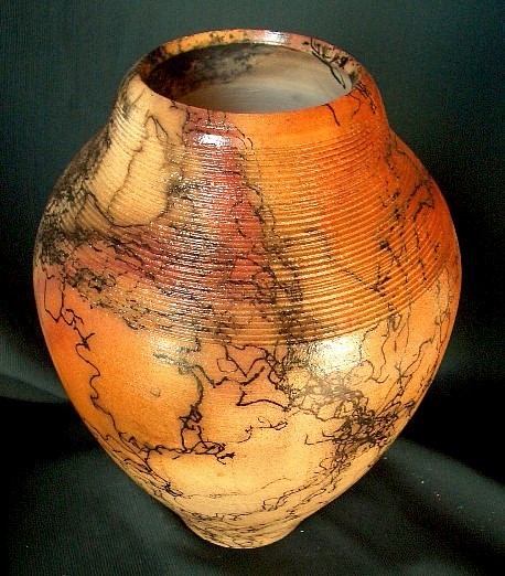 SERRATED NECK PITFIRE HORSEHAIR VASE ROB DREXEL