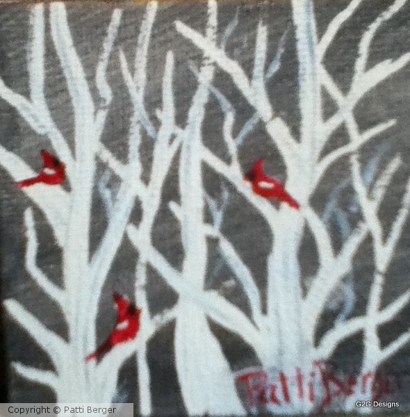 Winter Birds in Red