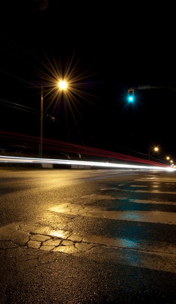At night