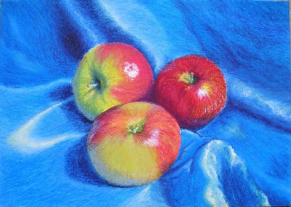 Apples on Blue Cloth