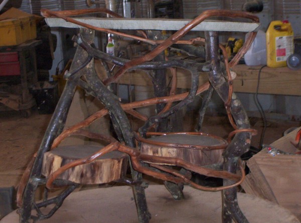 hickory w/black walnut slabs & vine
