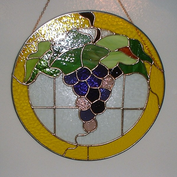 A Circle of Grapes in stained glass