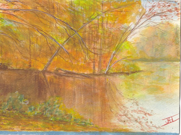 Emilys Lums Pond Reflections-5x7card-Watercolor