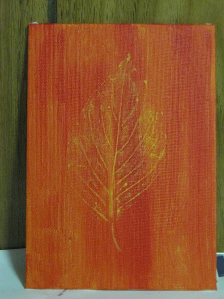 leaf print acrylic on canvas
