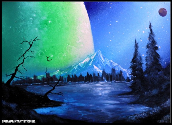 Lakeside Forest Painting