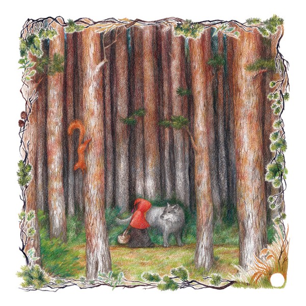 Little Red Riding Hood in the forest