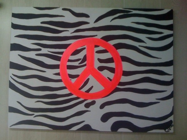 Zebra stripe with peice sign