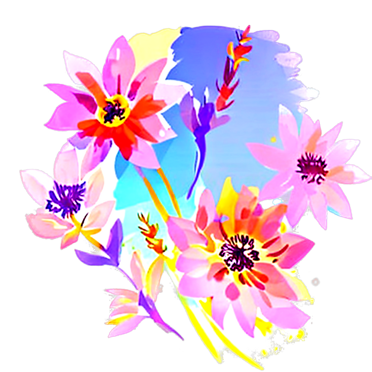 watercolor neon flowers