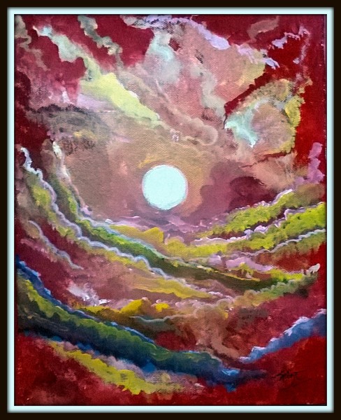 Modern Art of sunrise on canvas