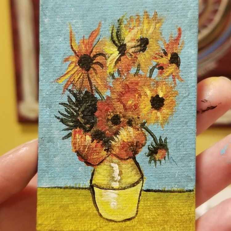 Tiny Van Gogh Sunflowers 2