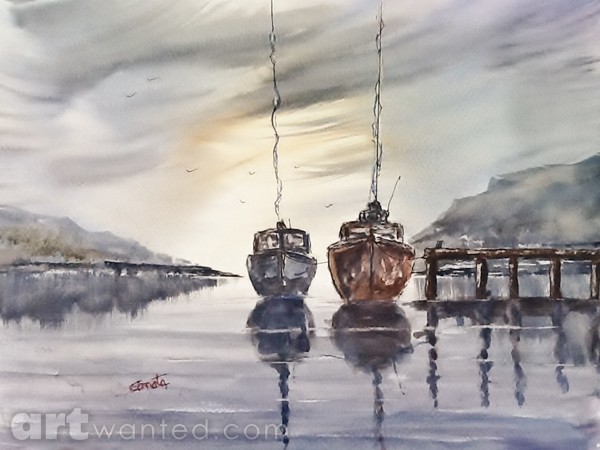 2 moored boats