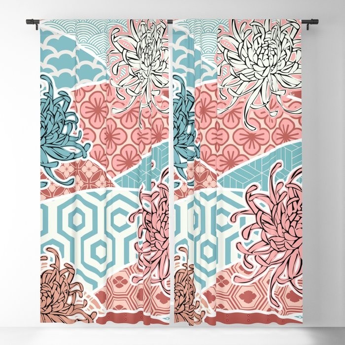 jap pattern pastel blackout curtains