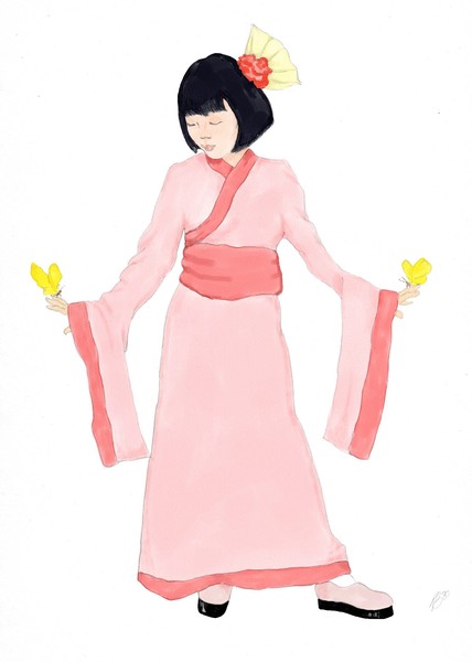 Girl with two Butterflys