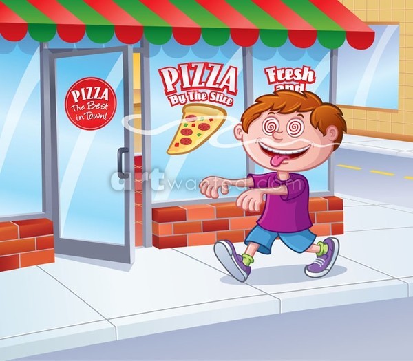 Kid In Trance Following Pizza Smell