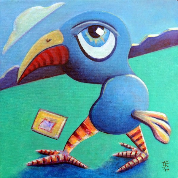 Blue Bird with Abstract