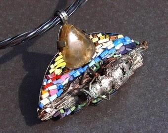 Beetle BlueI infinity (SOLD) Necklaces Jewelry ,Wearable Art Bronze sculpture by Gomolka Art Studio