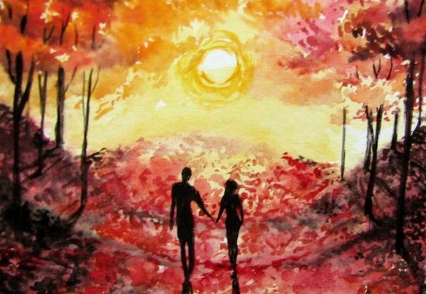 Sunset aceo fantasy painting