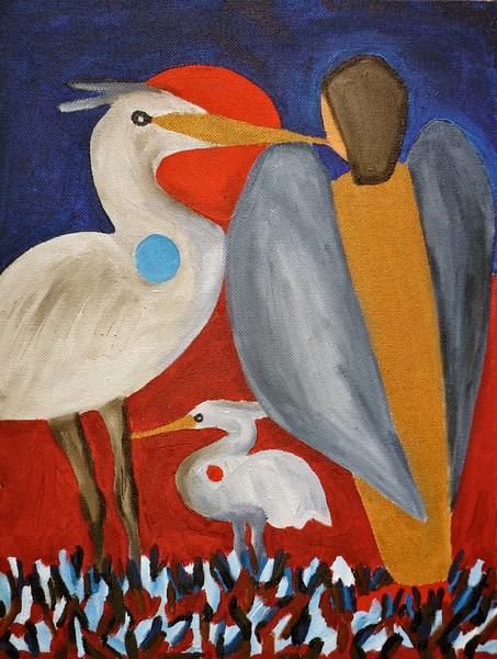 angel and herons