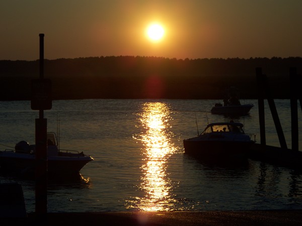 sunset at the boat dock