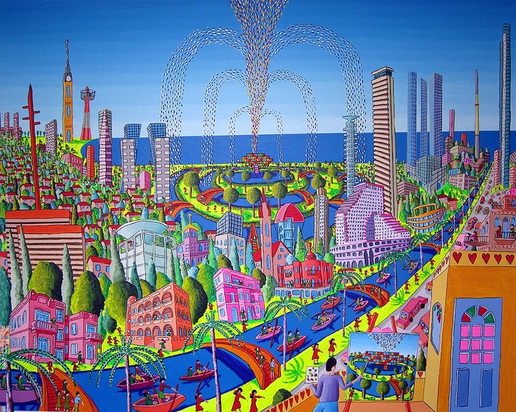 what is the meaning of tel aviv city for the israeli  naive painter raphael perez 