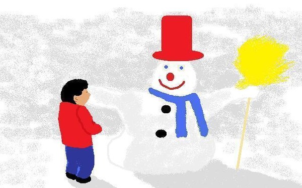 child with snowman