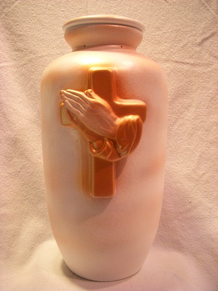 Antique White Praying Hands Bio Clay Urn