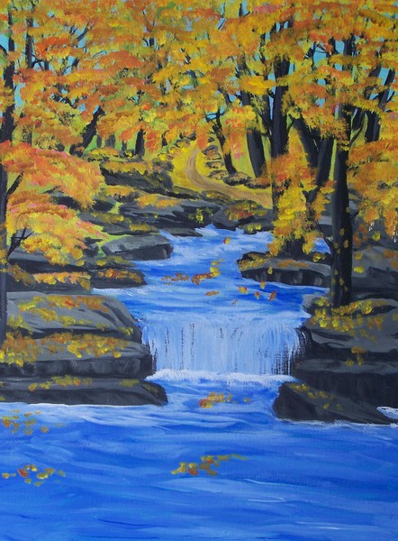 Forest stream in autumn