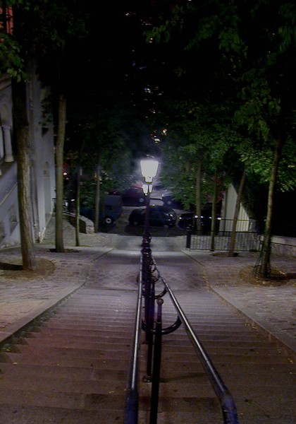 Montmartre stairs at night