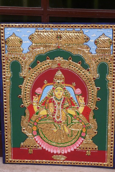 Lord Lakshmi in Tanjore Painting