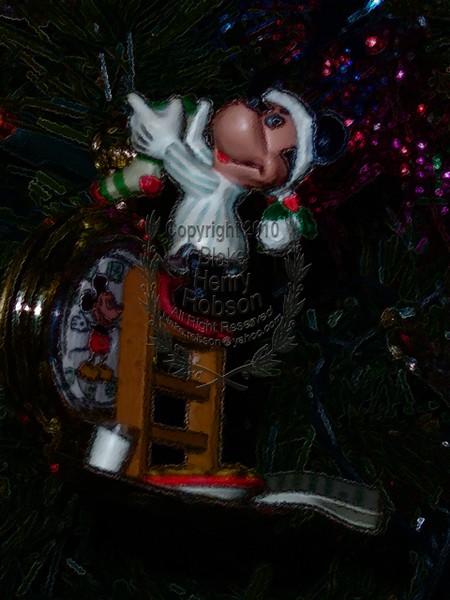 Christmas tree, ornaments, tinsel & colorful light