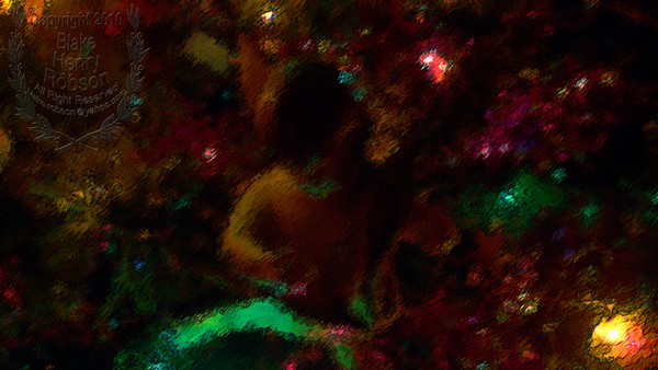 Christmas tree, ornaments, tinsel & colorful light
