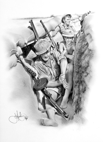 ANZAC soldiers drawing