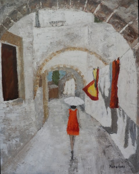 On a street in Santorini -sold