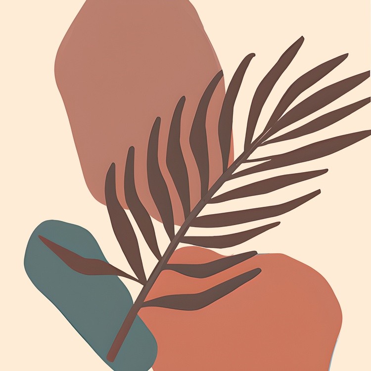 Abstract palm leave minimalist painting