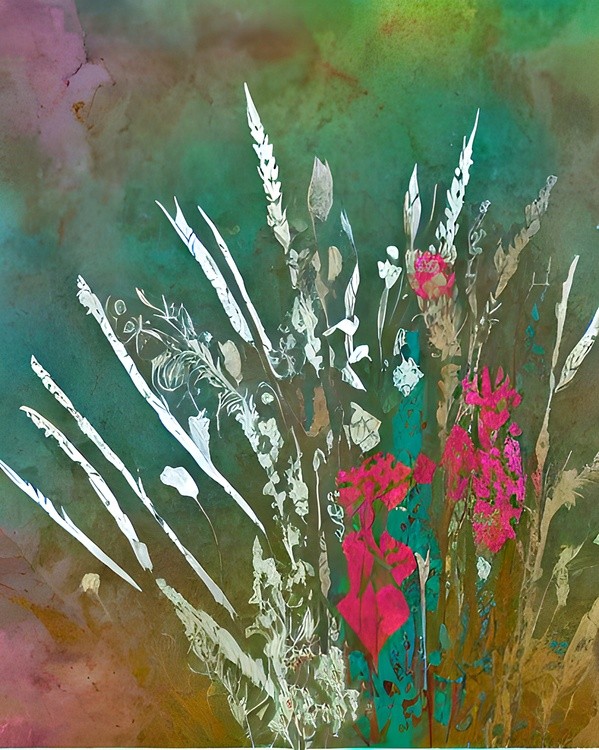 Watercolor pink and white floral botanical