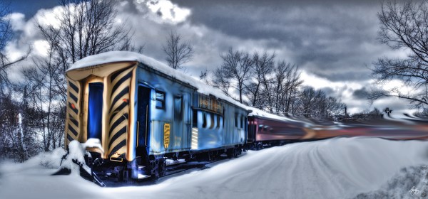 Ghost Train in a Stormy Sky