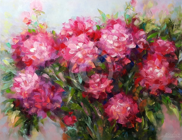 painting*Peonies*oil on canvas 90x70 cm