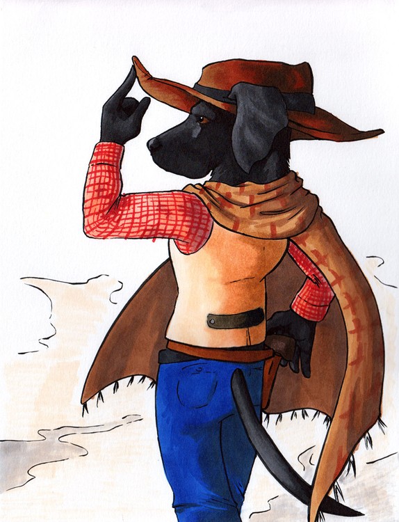 Fantasy Pups - Black Lab Gunslinger