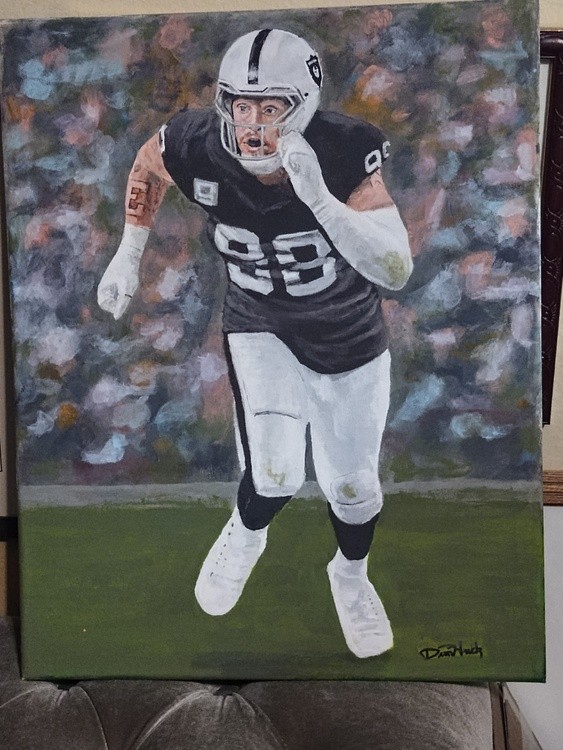 Maxx Crosby - IN PURSUIT - Acrylic canvas painting by Dean Huck