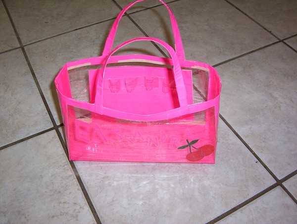 Duct Tape Hand Bag, pink/clear Cassandra