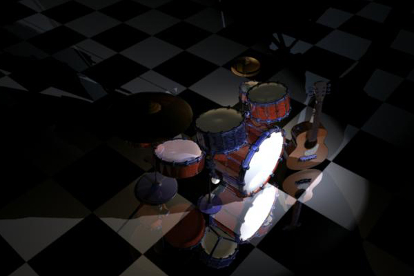 3-D rendered Drums & Guitar